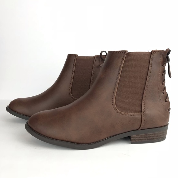 Short Brown Booties with Lace Up Detail - Picture 3 of 8